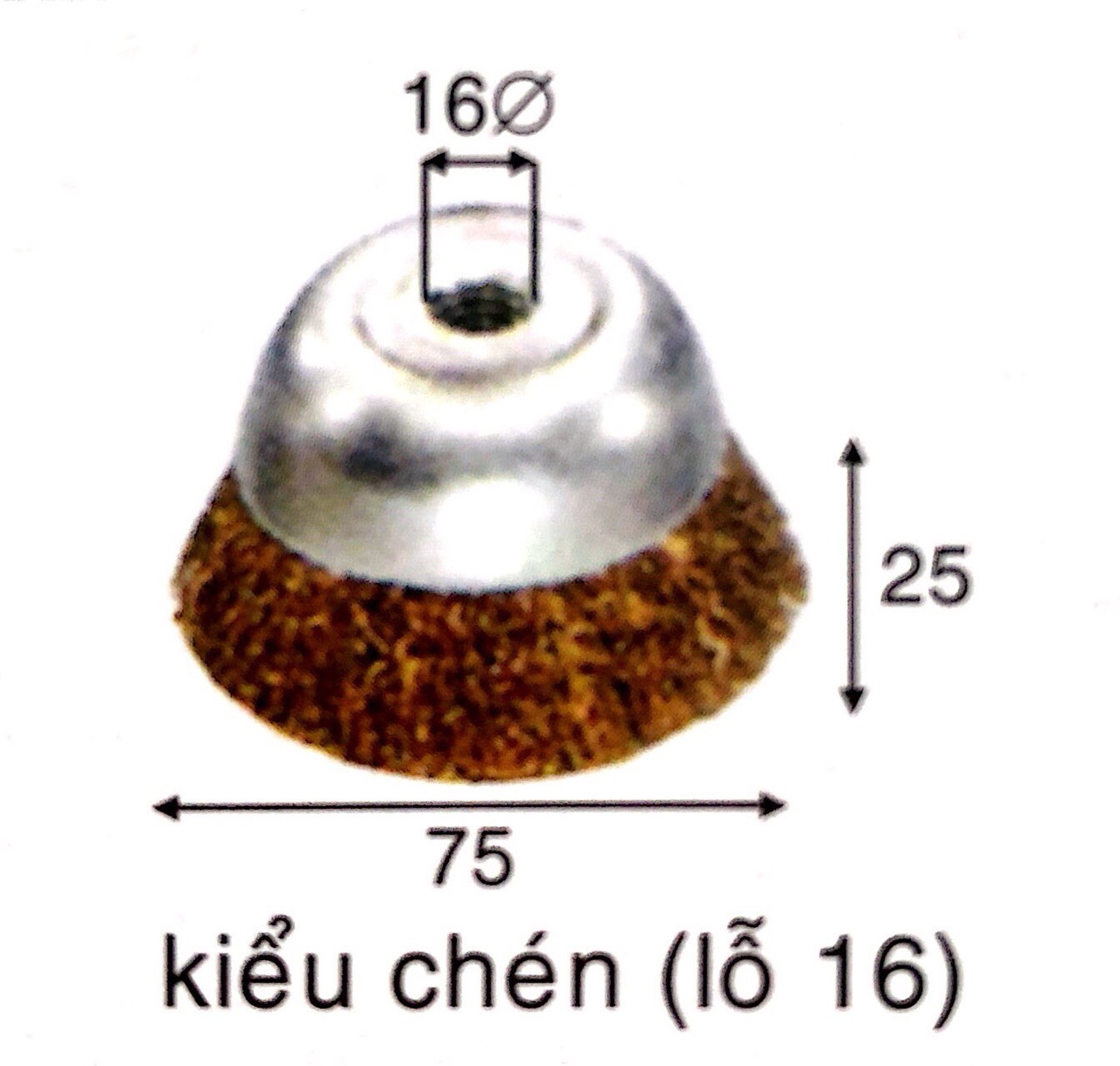Chén cước thép 75mm tán 16, Chén cước đồng 75mm tán 16mm